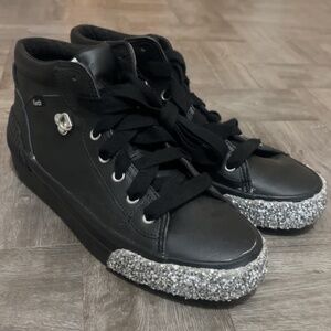Keds Black Mid Sneakers Leather Glitter Size-10